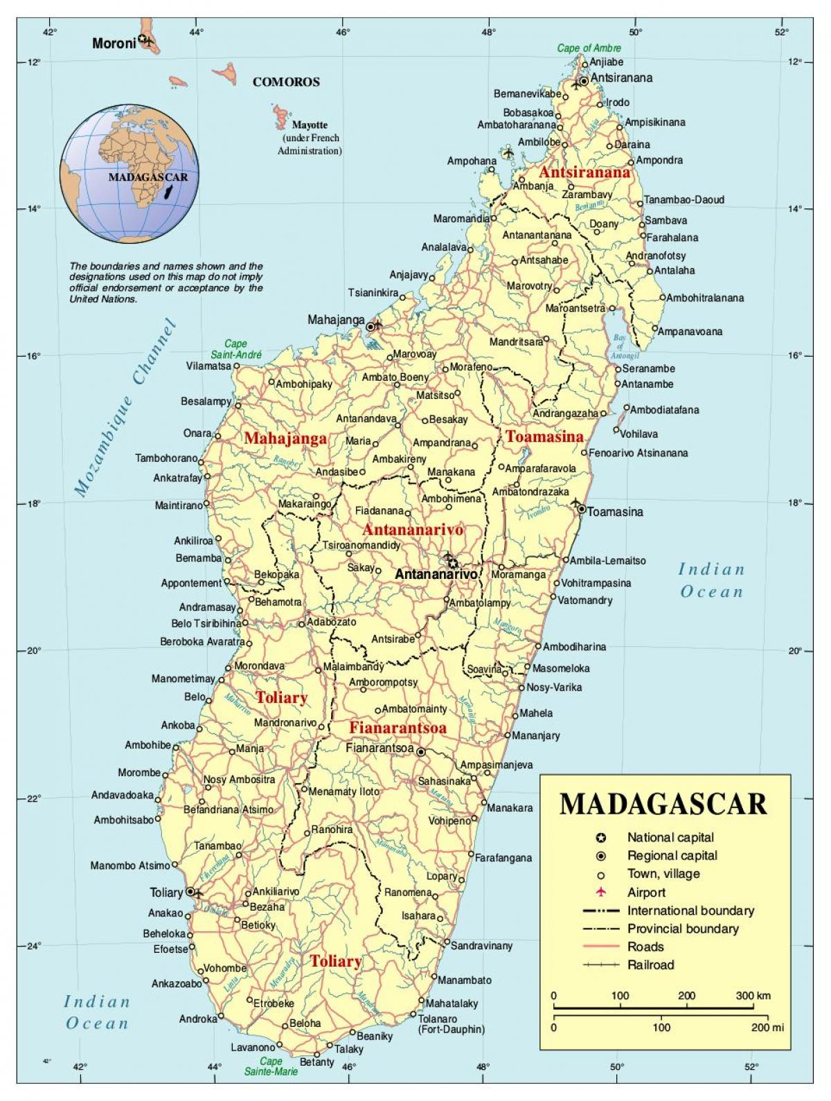 mapa de Madagascar carretera