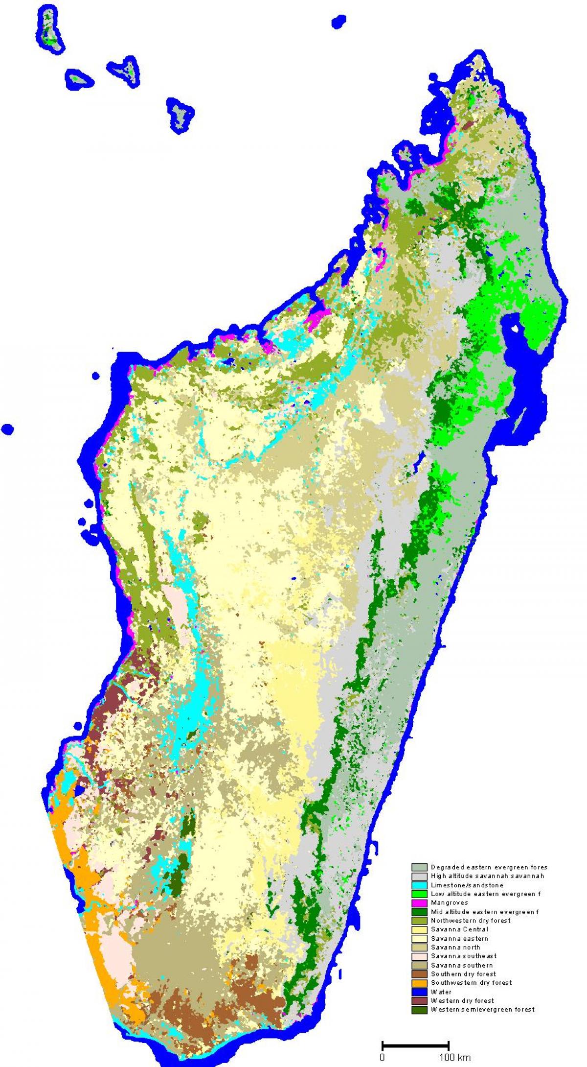 mapa de Madagascar vegetación