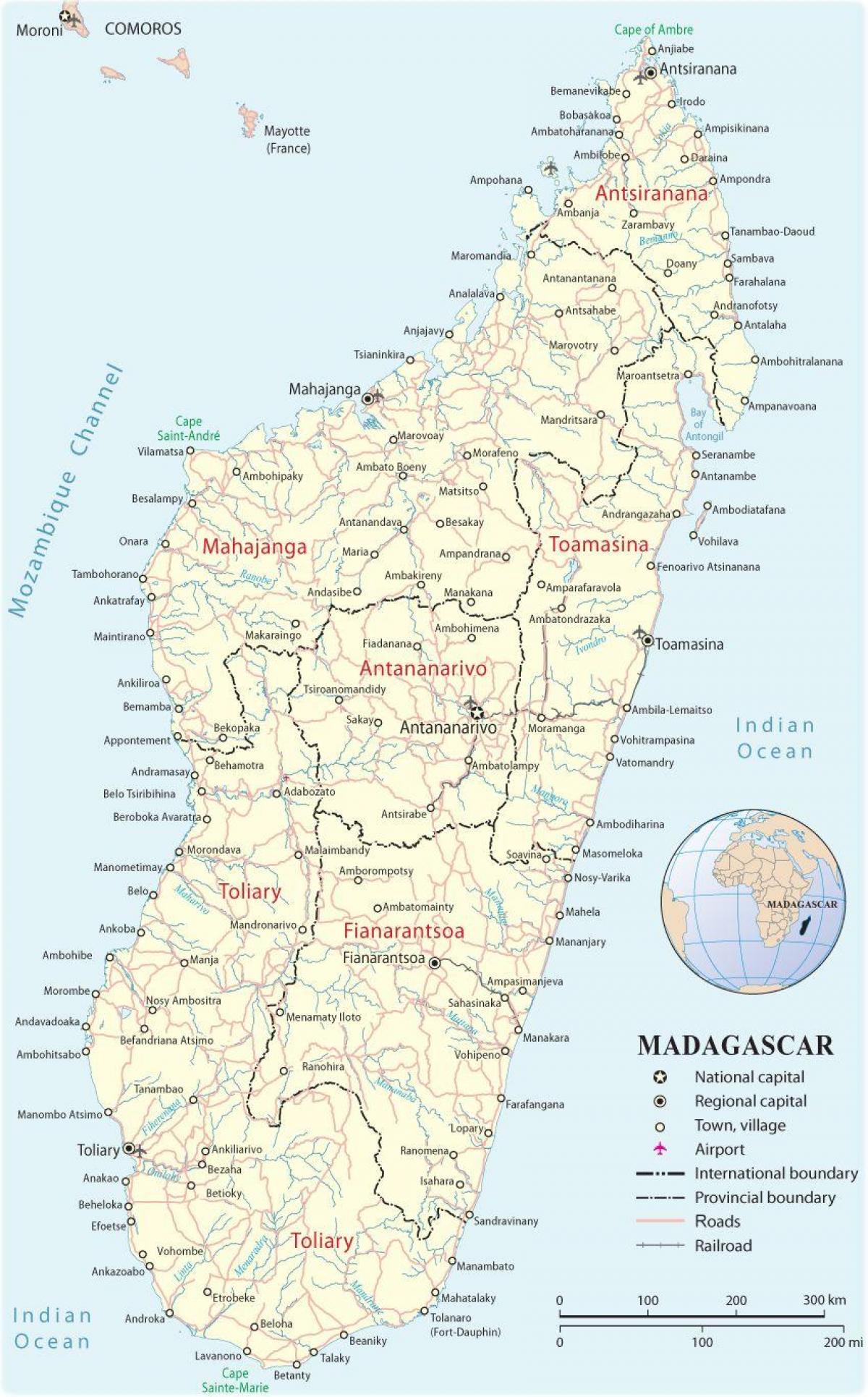 mapa de Madagascar aeropuertos