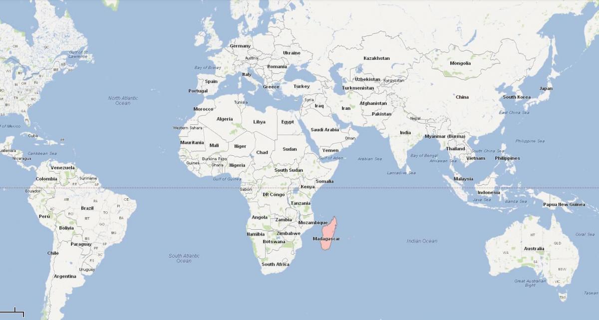 mapa del mundo que muestra Madagascar