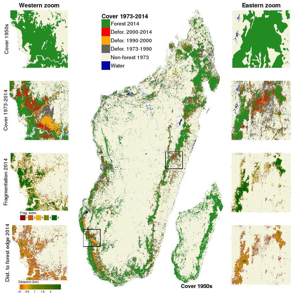 mapa de la deforestación en Madagascar
