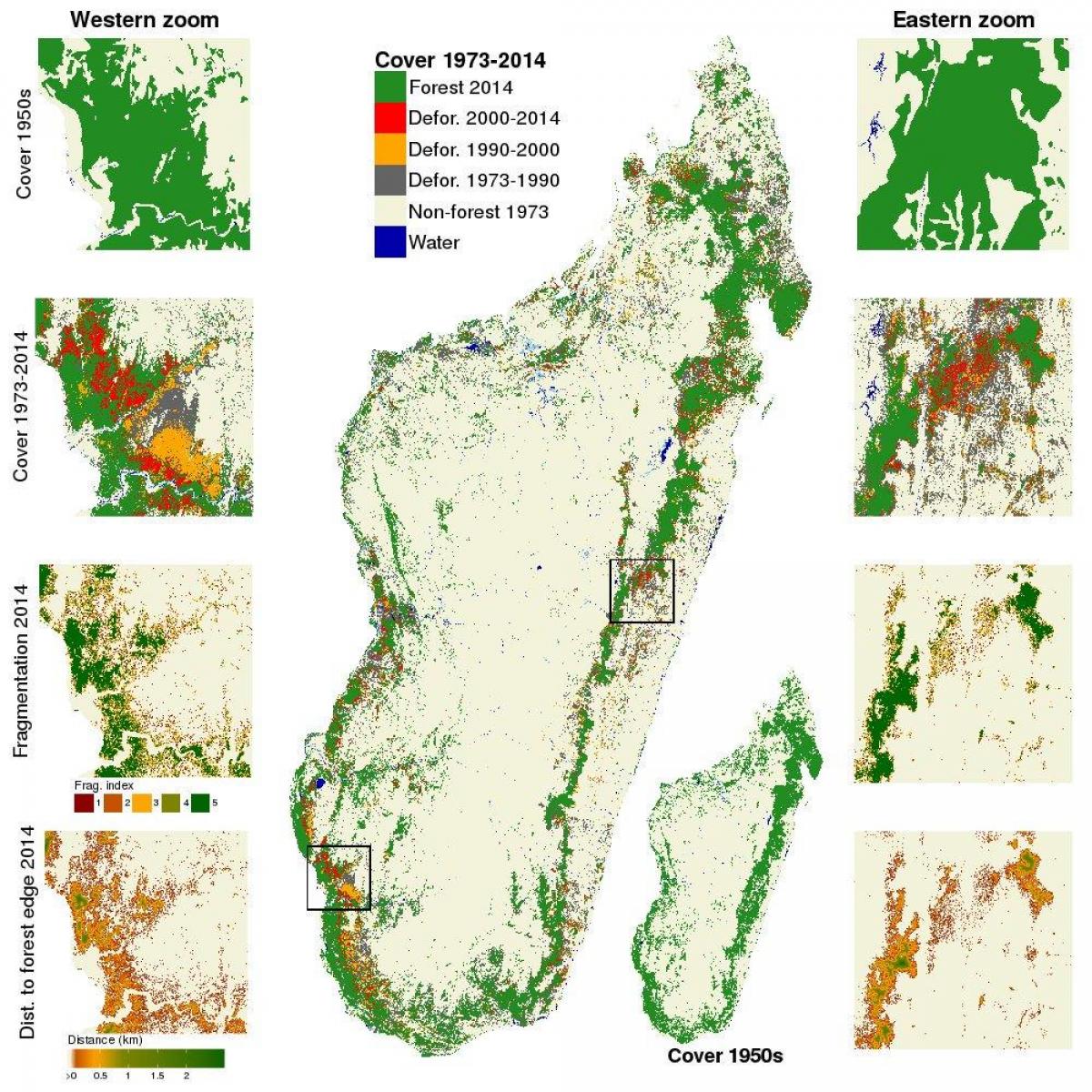 mapa de la deforestación en Madagascar