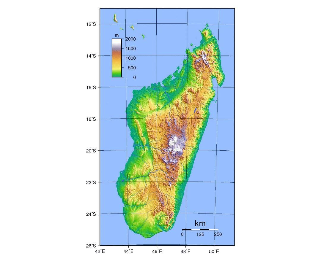 mapa de Madagascar elevación