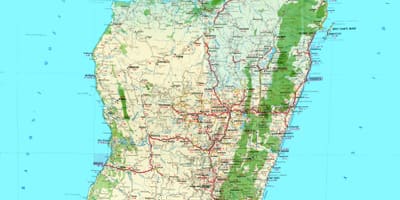 El mapa topográfico de Madagascar