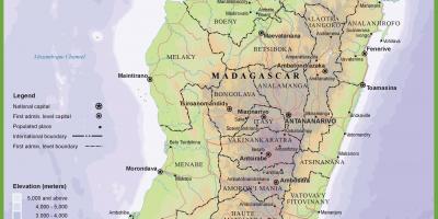 Mapa de mapa físico de Madagascar
